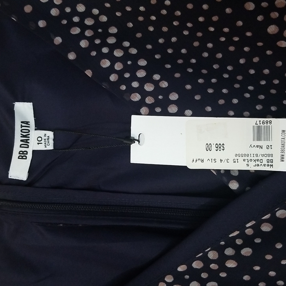 BB Dakota Vintage Navy Dress With Ruffled Trim - Picture 9 of 9
